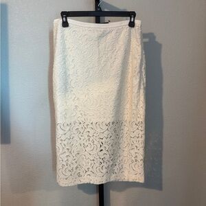 Express White Lace Pencil Skirt